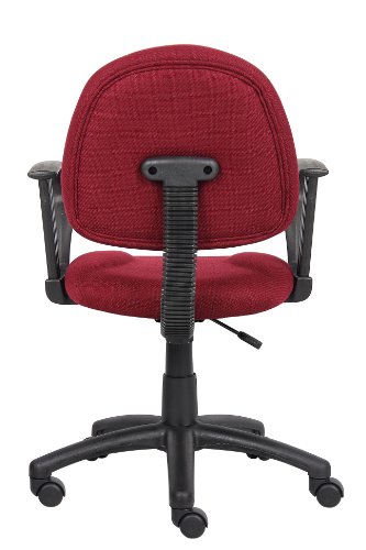 Boss Office Products Perfect Posture Delux Fabric Task Chair with Loop Arms in Burgundy