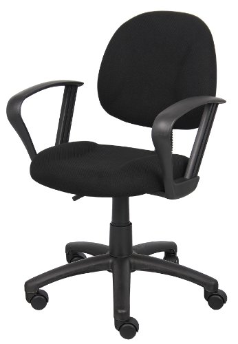 Boss Office Products Perfect Posture Delux Fabric Task Chair with Loop Arms in Black
