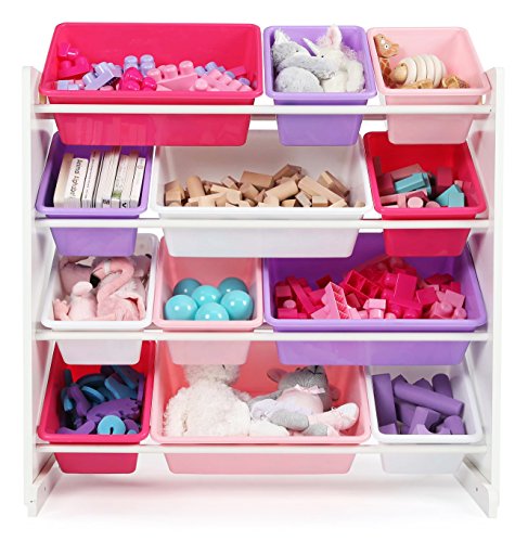 Kids' Toy Storage Organizer with 12 Bins (Pink&Purple)