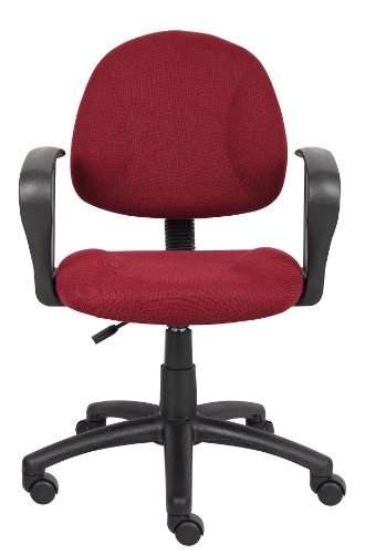 Boss Office Products Perfect Posture Delux Fabric Task Chair with Loop Arms in Burgundy