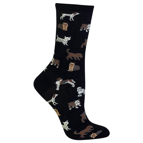 Dog Lovers Novelty Fashion Crew Socks (Black)