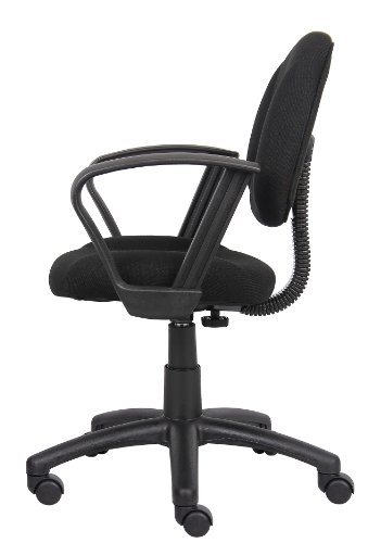 Boss Office Products Perfect Posture Delux Fabric Task Chair with Loop Arms in Black