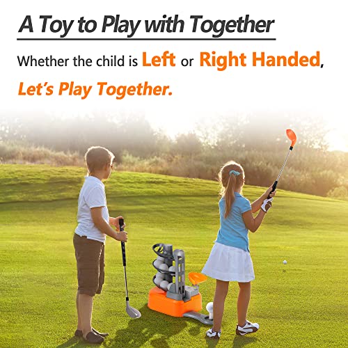 iPlay, iLearn Kids Golf Toys Set, Left & Right Golf Head, Indoor & Outdoor Golf Ball Game, Sports Gaming Clubs, Learning Active Exercise Gifts for 3 4 5 6 7 8 Year Olds, Toddler Boy Girl Child, Orange