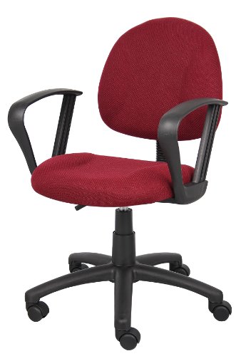 Boss Office Products Perfect Posture Delux Fabric Task Chair with Loop Arms in Burgundy