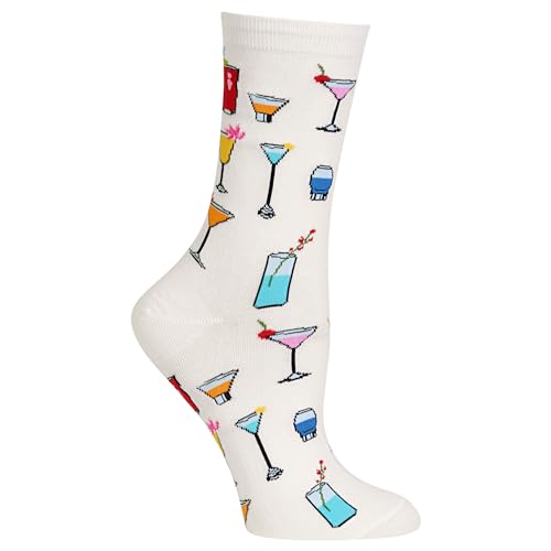 Cocktail Crew Socks: Funny Tropical Drinks, Shoe Size 4-10