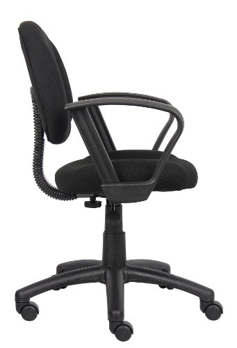 Boss Office Products Perfect Posture Delux Fabric Task Chair with Loop Arms in Black