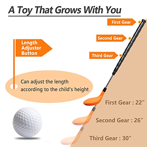 iPlay, iLearn Kids Golf Toys Set, Left & Right Golf Head, Indoor & Outdoor Golf Ball Game, Sports Gaming Clubs, Learning Active Exercise Gifts for 3 4 5 6 7 8 Year Olds, Toddler Boy Girl Child, Orange