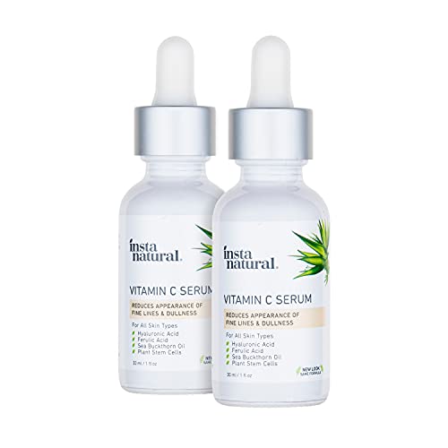 Vitamin C Serum Duo - 100 Days of Age Defying Benefits, With Hyaluronic Acid & Vitamin E, Brighten & Defend, Anti-Aging, Wrinkle Reducer & Sun Damage Corrector - InstaNatural - 2 Pack