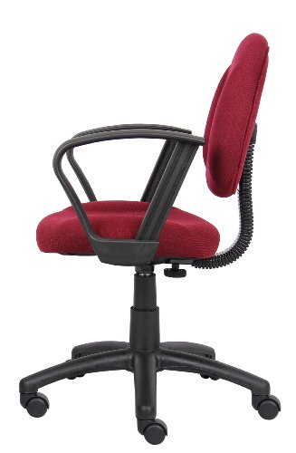 Boss Office Products Perfect Posture Delux Fabric Task Chair with Loop Arms in Burgundy