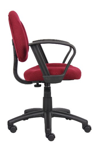 Boss Office Products Perfect Posture Delux Fabric Task Chair with Loop Arms in Burgundy