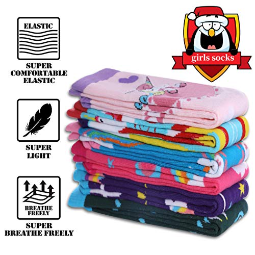 FNOVCO Girls Knee High Socks - Cute Unicorn