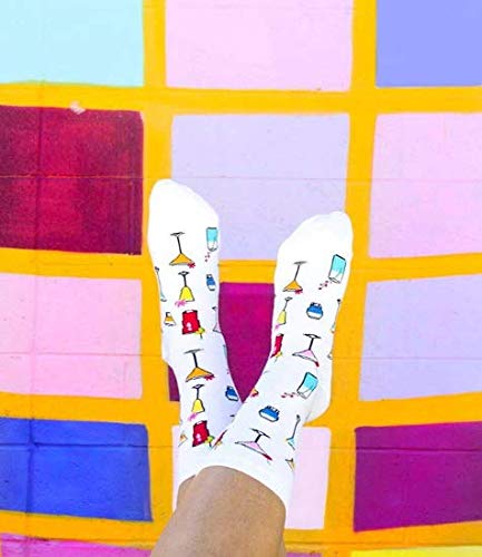 Cocktail Crew Socks: Funny Tropical Drinks, Shoe Size 4-10