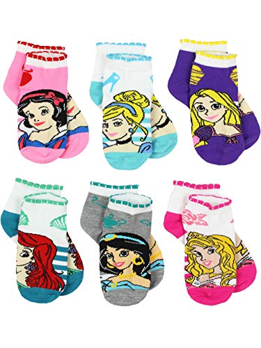 Disney Princess Girls Socks Set, 6 pack, Striped