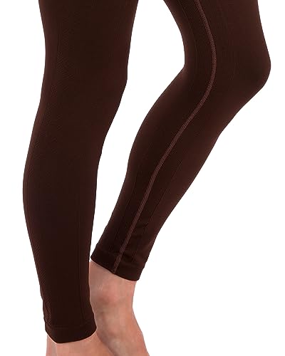 Homma Activewear Thick High Waist Tummy Compression Slimming Body Leggings Pant (Small, Brown)