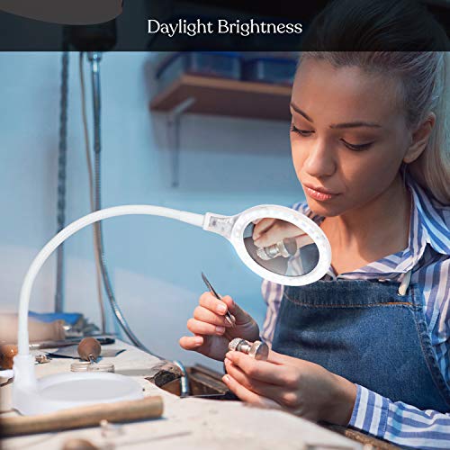 Brightech LightView Pro Flex 2 in 1: 2.25x Magnifier with Bright LED Light - Magnifying Glass Lamp with Base Stand & Clamp - for Reading, Painting, Sewing & Needle Crafts, Puzzle & Hobby Fans