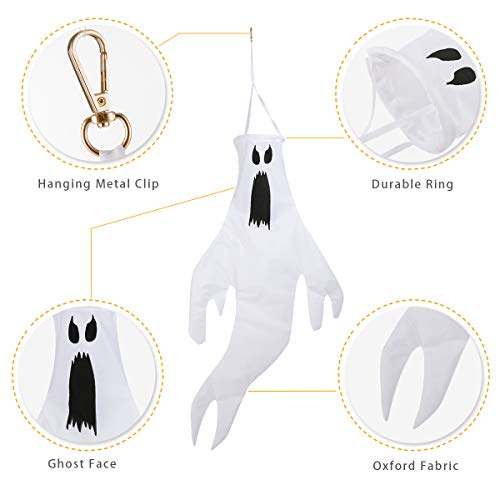 ANPHSIN 39 ? 22 inch Halloween Windsocks Flag- 3D Spook The Ghost Windsock Winter Windsock Outdoor Hanging Decoration for Halloween Front Yard Patio Lawn Garden Party Decor