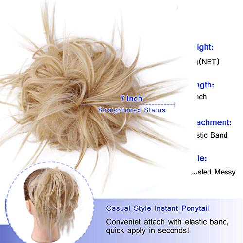 AISI BEAUTY Tousled Updo Hair Pieces Messy Bun Hair Scrunchies Extensions Hair Pieces and Ponytails Hair Extensions for Women .(22/613#(Light Ash Brown&Bleach Blonde))