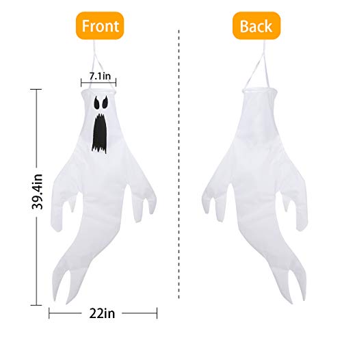 ANPHSIN 39 ? 22 inch Halloween Windsocks Flag- 3D Spook The Ghost Windsock Winter Windsock Outdoor Hanging Decoration for Halloween Front Yard Patio Lawn Garden Party Decor