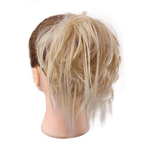 AISI BEAUTY Tousled Updo Hair Pieces Messy Bun Hair Scrunchies Extensions Hair Pieces and Ponytails Hair Extensions for Women .(22/613#(Light Ash Brown&Bleach Blonde))