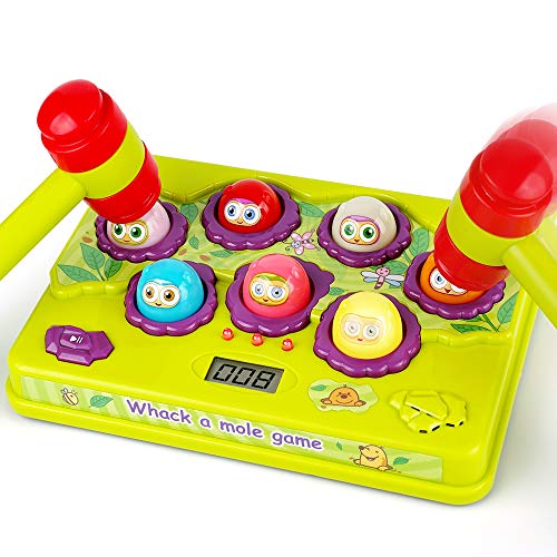 BAODLON Interactive Pound A Mole Game, Toddler Toys, Light-Up Musical Pounding Toy, Early Developmental Toy, Fun Gift for Age 2,3, 4, 5 Years Old Kids, Boys, Girls, 2 Soft Hammers Included