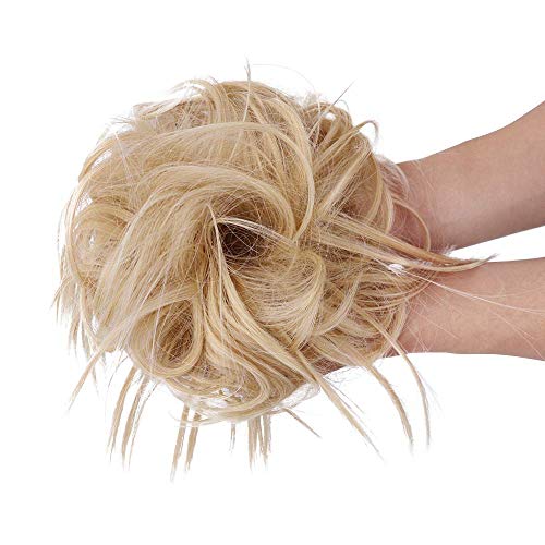AISI BEAUTY Tousled Updo Hair Pieces Messy Bun Hair Scrunchies Extensions Hair Pieces and Ponytails Hair Extensions for Women .(22/613#(Light Ash Brown&Bleach Blonde))