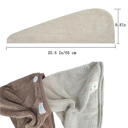 2pk Hair Drying Towels, Absorbent Microfiber Hair Towel