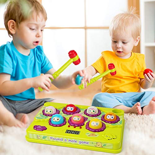 BAODLON Interactive Pound A Mole Game, Toddler Toys, Light-Up Musical Pounding Toy, Early Developmental Toy, Fun Gift for Age 2,3, 4, 5 Years Old Kids, Boys, Girls, 2 Soft Hammers Included