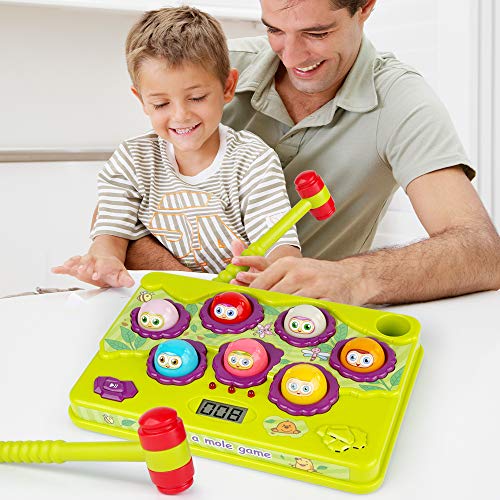 BAODLON Interactive Pound A Mole Game, Toddler Toys, Light-Up Musical Pounding Toy, Early Developmental Toy, Fun Gift for Age 2,3, 4, 5 Years Old Kids, Boys, Girls, 2 Soft Hammers Included
