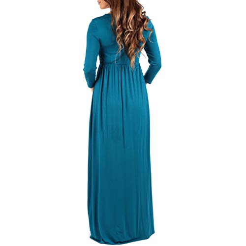 Maternity V-Neck Dress with Ruched Waist - Teal