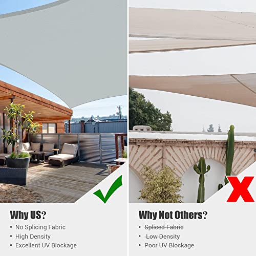 Gray 16'x16' Square Sun Shade Sail for Outdoor