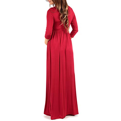 Maternity V-Neck Ruched Waist Dress - Red