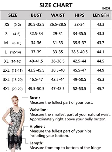 Metme Women's 1920s Vintage Flapper Fringe Beaded Great Gatsby Party Dress, Champagne, XX-Large