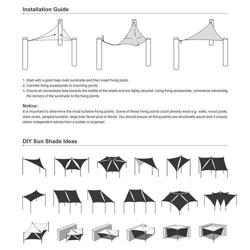 Gray 16'x16' Square Sun Shade Sail for Outdoor