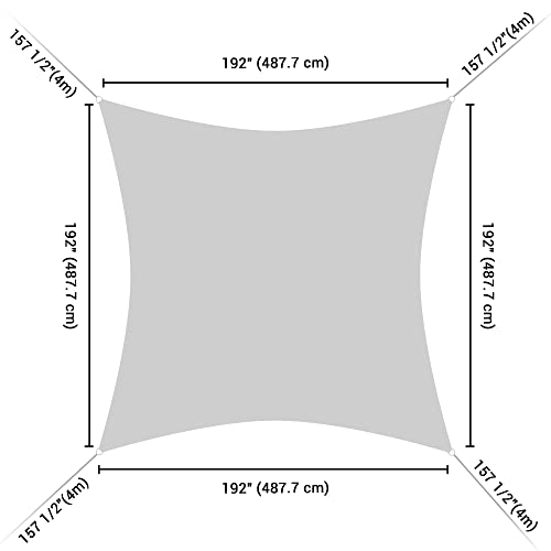 Gray 16'x16' Square Sun Shade Sail for Outdoor