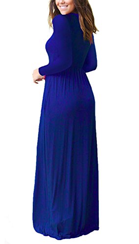 Floral Print Maxi Dress with Pockets, Royal Blue