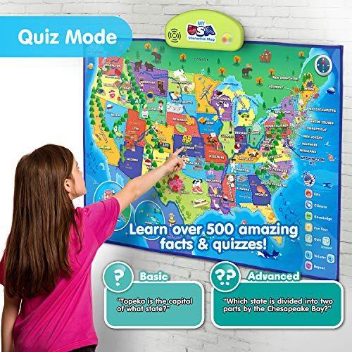 BEST LEARNING i-Poster My USA Interactive Map - Educational Talking Toy for Kids of Ages 5 to 12 Years
