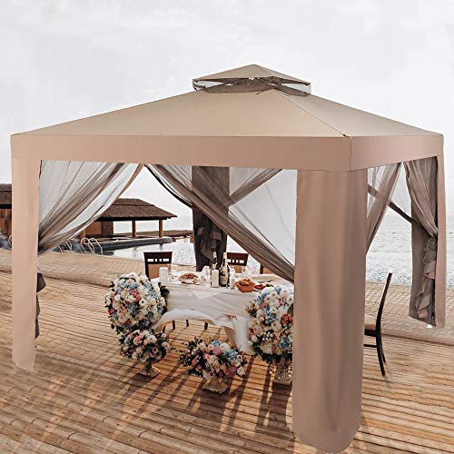 C-chain Outdoor 10? x 10? Gazebo Tent Instant with Mosquito for Garden Lawn Patio House Yard Beach Home Patio Garden Structures Gazebos, Easy Setup