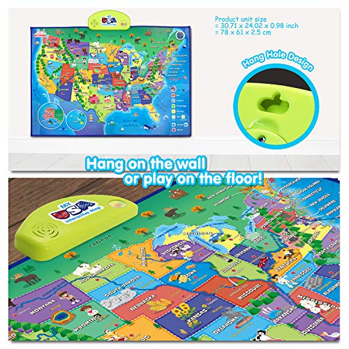BEST LEARNING i-Poster My USA Interactive Map - Educational Talking Toy for Kids of Ages 5 to 12 Years
