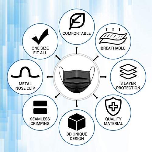 Breathable Black Toy Face Masks - 50 PCS