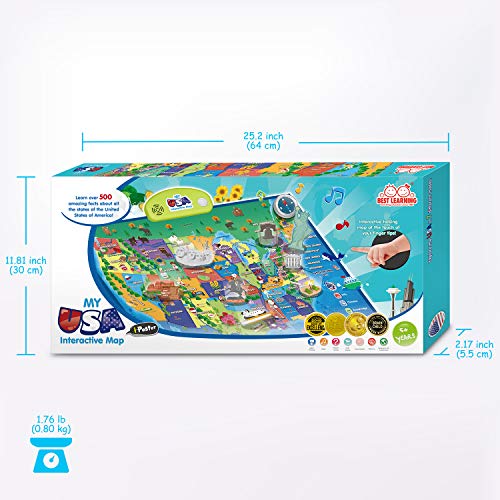 BEST LEARNING i-Poster My USA Interactive Map - Educational Talking Toy for Kids of Ages 5 to 12 Years