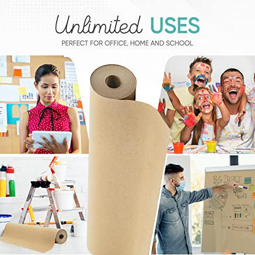Made in USA Brown Kraft Paper Jumbo Roll 17.75? x 1200? (100ft) Ideal for Gift Wrapping, Art, Craft, Postal, Packing, Shipping, Floor Covering, Dunnage, Parcel, Table Runner 100% Recycled Material