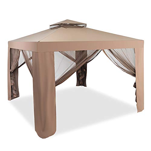 C-chain Outdoor 10? x 10? Gazebo Tent Instant with Mosquito for Garden Lawn Patio House Yard Beach Home Patio Garden Structures Gazebos, Easy Setup