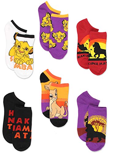 Disney The Lion King Teen Womens 6 pack Socks (9-11 Womens (Shoe: 4-10), Black/Purple/Multi)