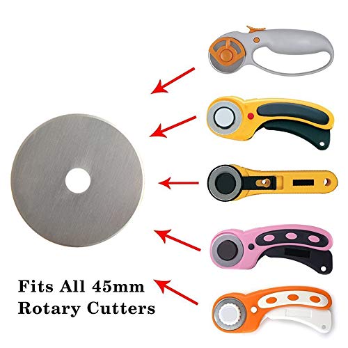 Rotary Cutter Blades 45mm 10 Pack by KISSWILL, Fits Fiskars, Olfa, Martelli, Dremel, Truecut, DAFA Rotary Cutter Replacement for Quilting Scrapbooking Sewing Arts&Crafts, Sharp and Durable