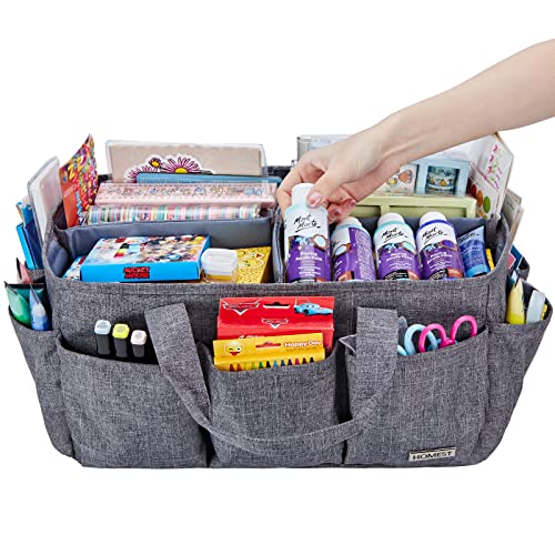 HOMEST Large Craft Caddy, Storage Bin for Sewing & Knitting & Crochet, Art Supplies Organizer Basket