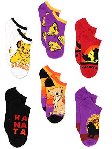 Disney The Lion King Teen Womens 6 pack Socks (9-11 Womens (Shoe: 4-10), Black/Purple/Multi)