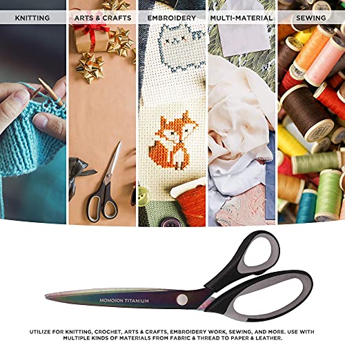 Titanium Softgrip Scissors Set for Sewing, Arts, Crafts, Office - 1 Set of 3 ? Black
