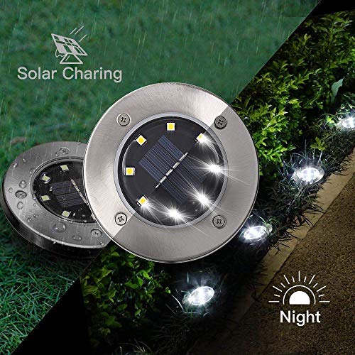 ZGWJ Solar Ground Lights,8 LED Disk Lights Upgraded Outdoor Garden Lights Landscape Lights for Lawn Pathway Yard Deck Patio Walkway (White)