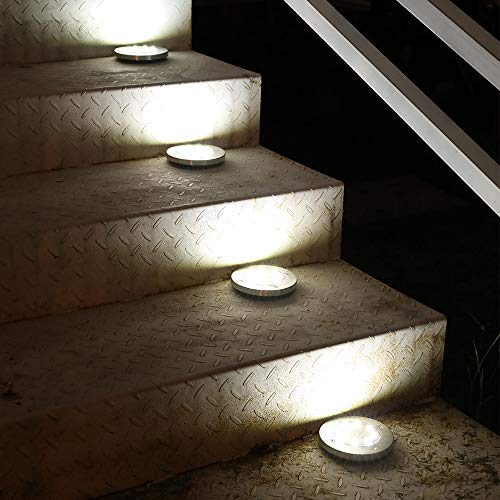 ZGWJ Solar Ground Lights,8 LED Disk Lights Upgraded Outdoor Garden Lights Landscape Lights for Lawn Pathway Yard Deck Patio Walkway (White)