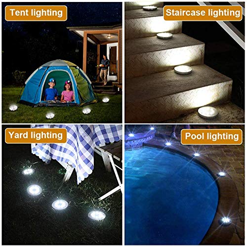 ZGWJ Solar Ground Lights,8 LED Disk Lights Upgraded Outdoor Garden Lights Landscape Lights for Lawn Pathway Yard Deck Patio Walkway (White)